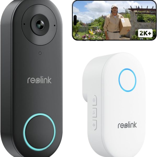 جرس باب فيديو سلكي مع رنين 5MP UHD كاميرا وخاصية واي فاي 2 4 5 جيجاهرتز منبه كشف شخصي زاوية عريضة للغاية 180 درجة صوت ثنائي الاتجاه وصول عن بُعد من ريو لينك