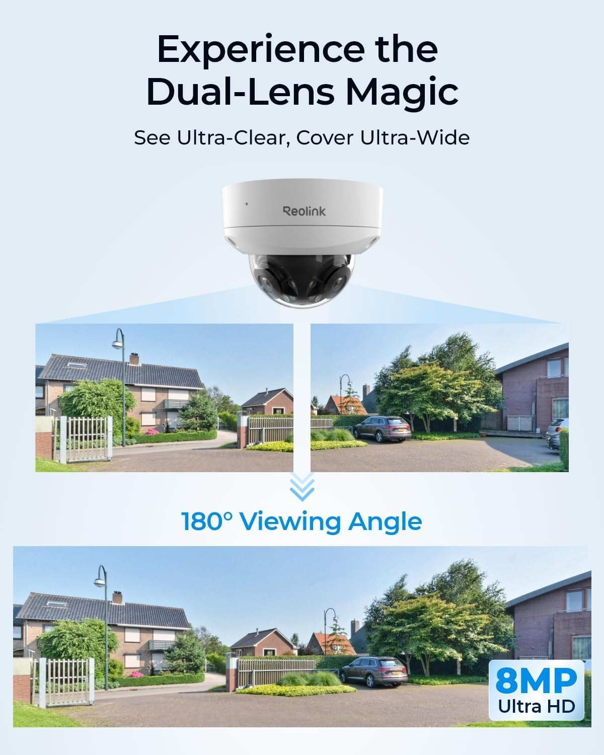 كاميرا Reolink Duo 2V PoE: كاميرا IP بتقنية PoE مقاومة للتخريب بدقة 4K و8 ميجابكسل ومعيار IK10 مع رؤية بانورامية 180 درجة الصورة 2